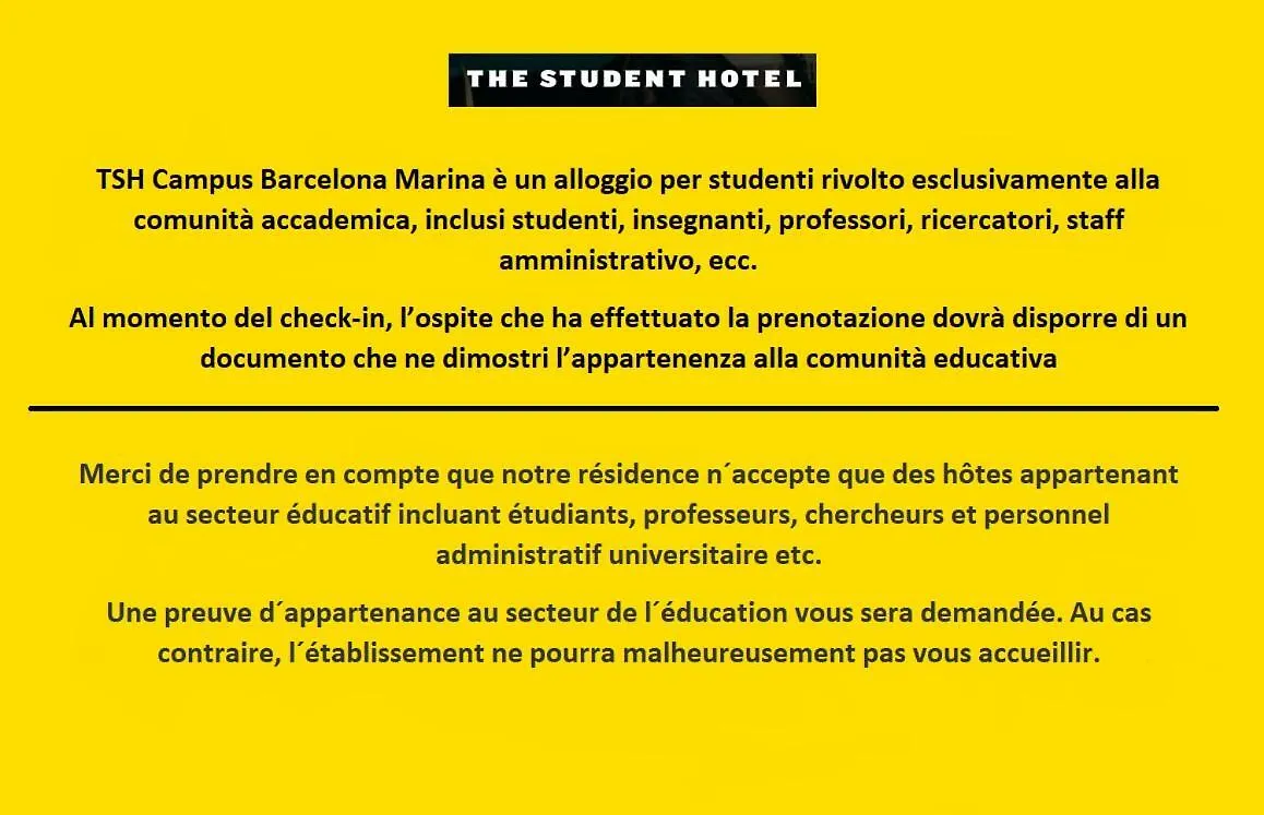 Tsh Campus Marina Residence- Education Purpose Only Barcelona